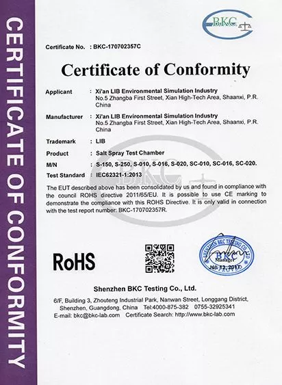 Salt Spray Test Chamber RoHS